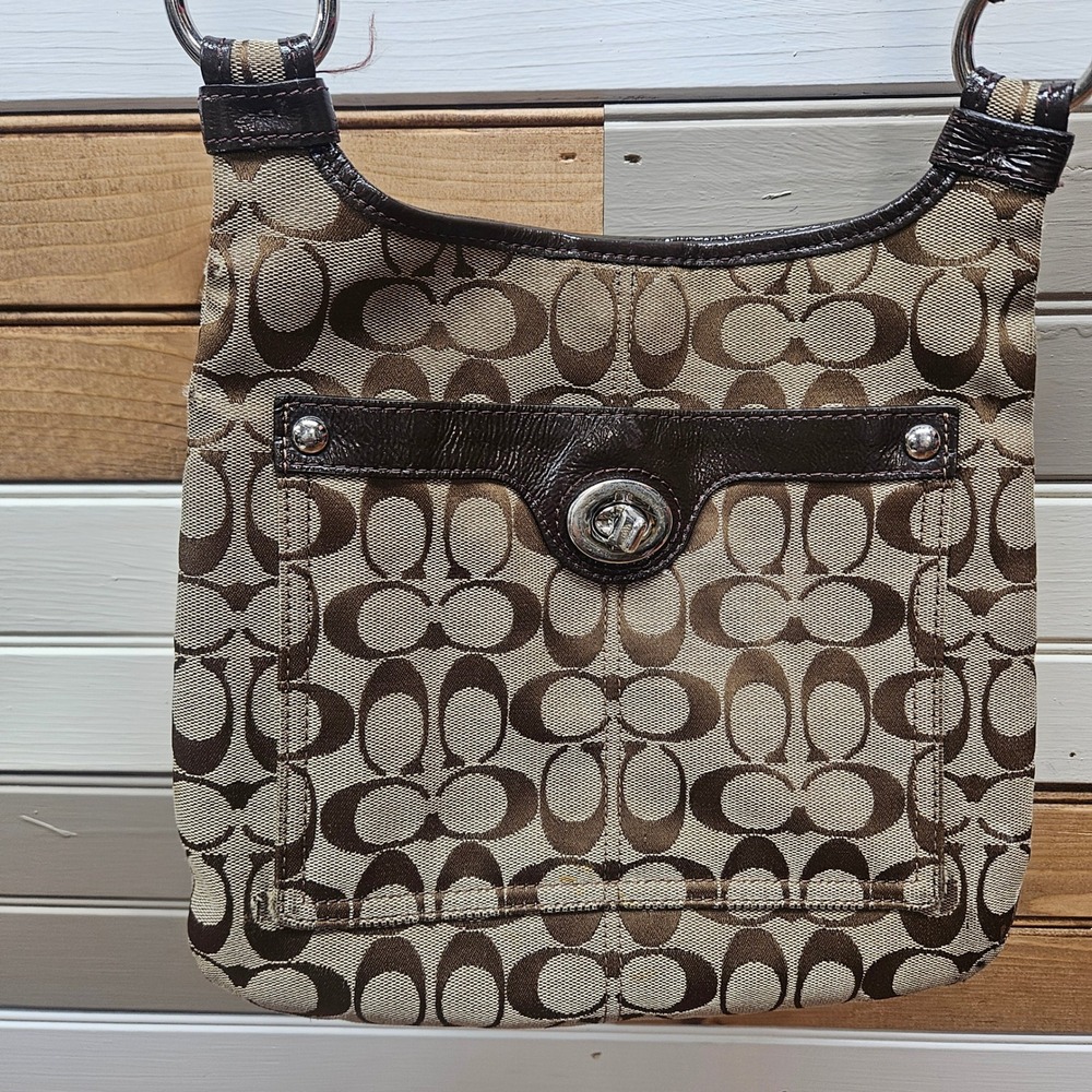 Coach Signature File Bag Khaki Brown Canvas Crossbody F16536